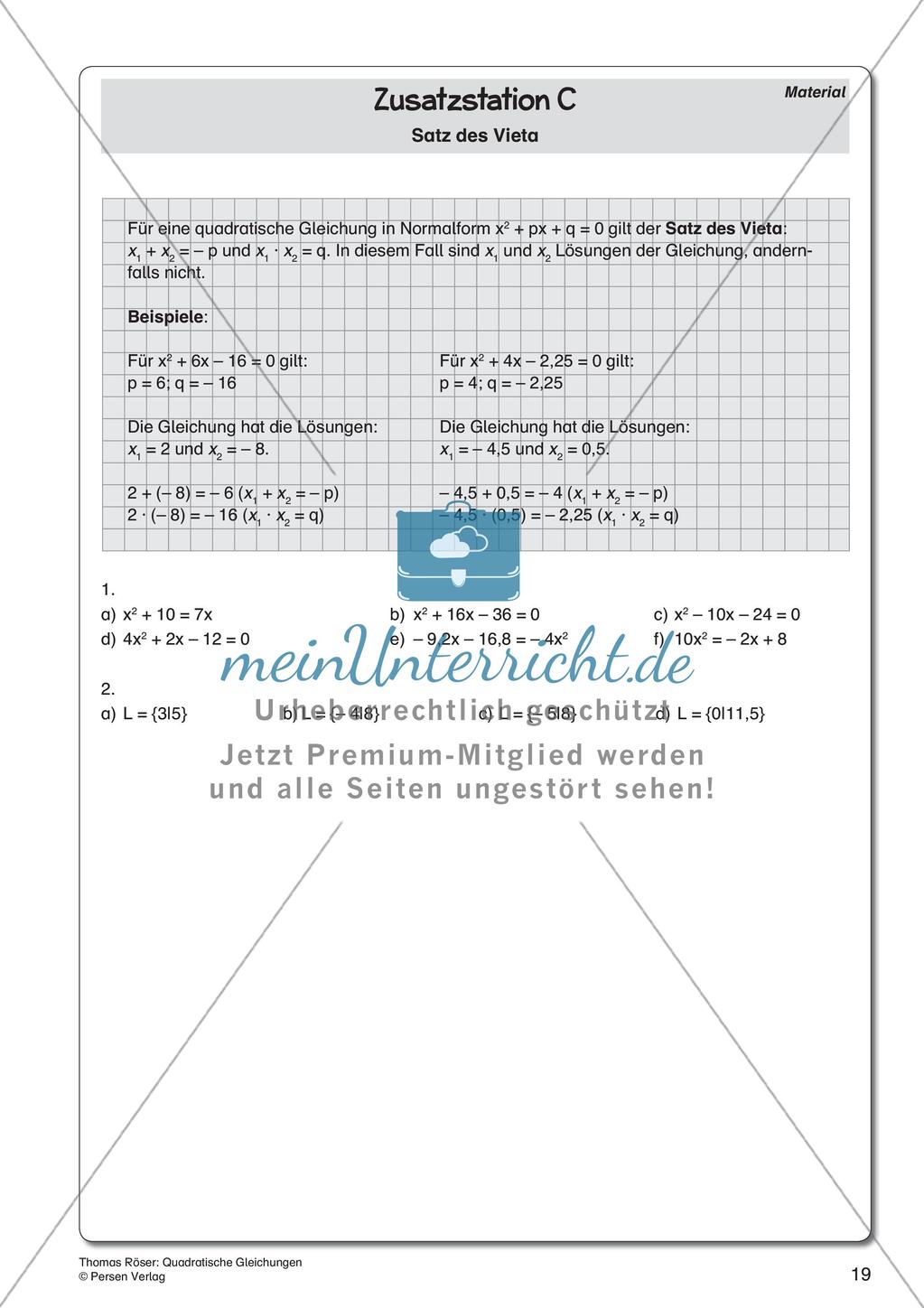 Quadratische Gleichungen Preview 21