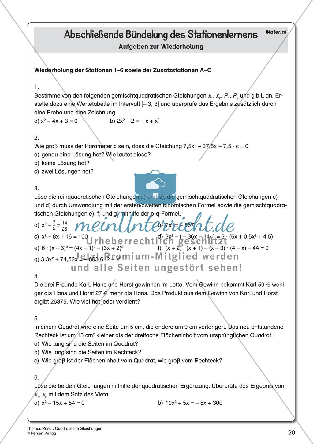 Quadratische Gleichungen Preview 22