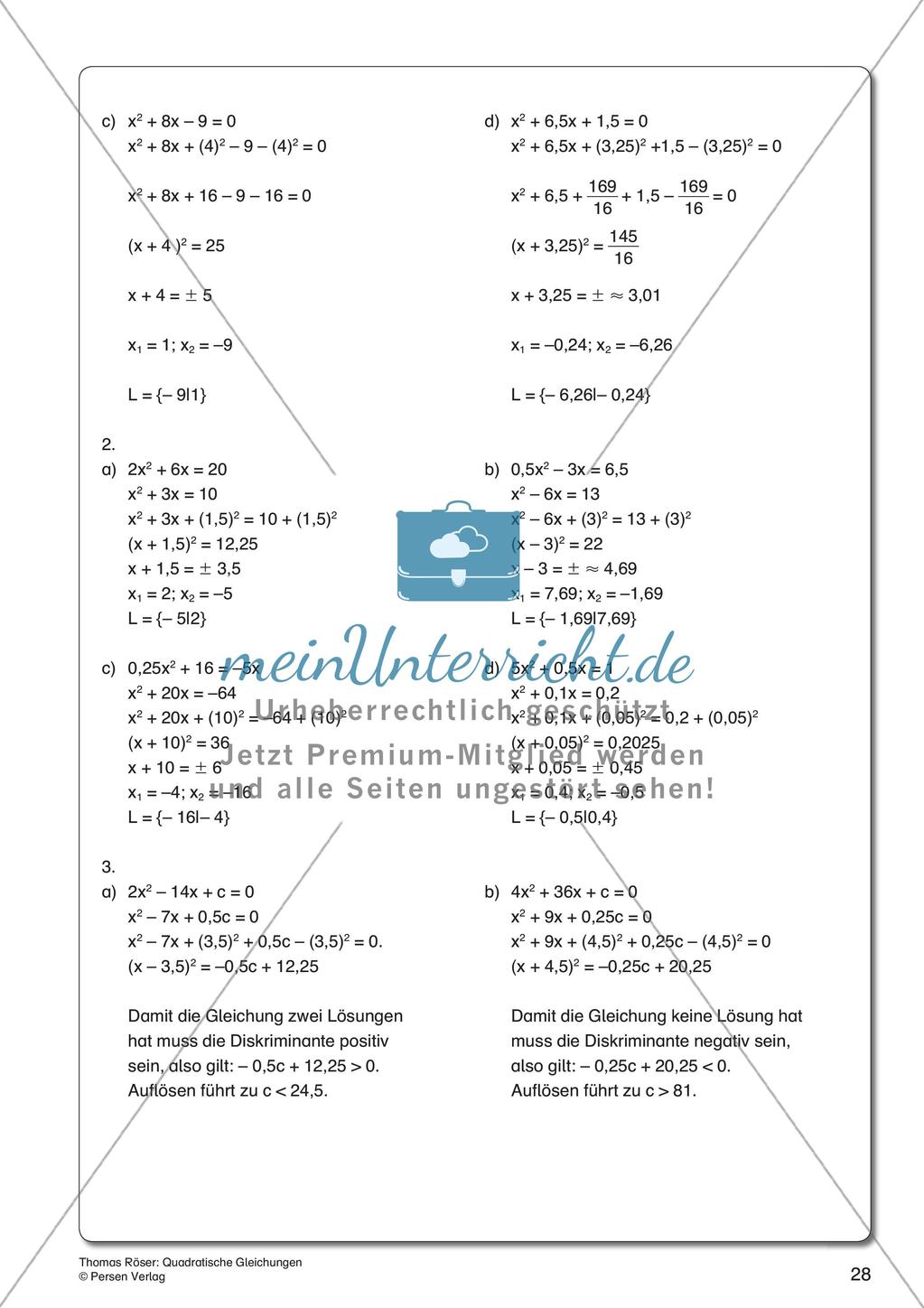 Quadratische Gleichungen Preview 30