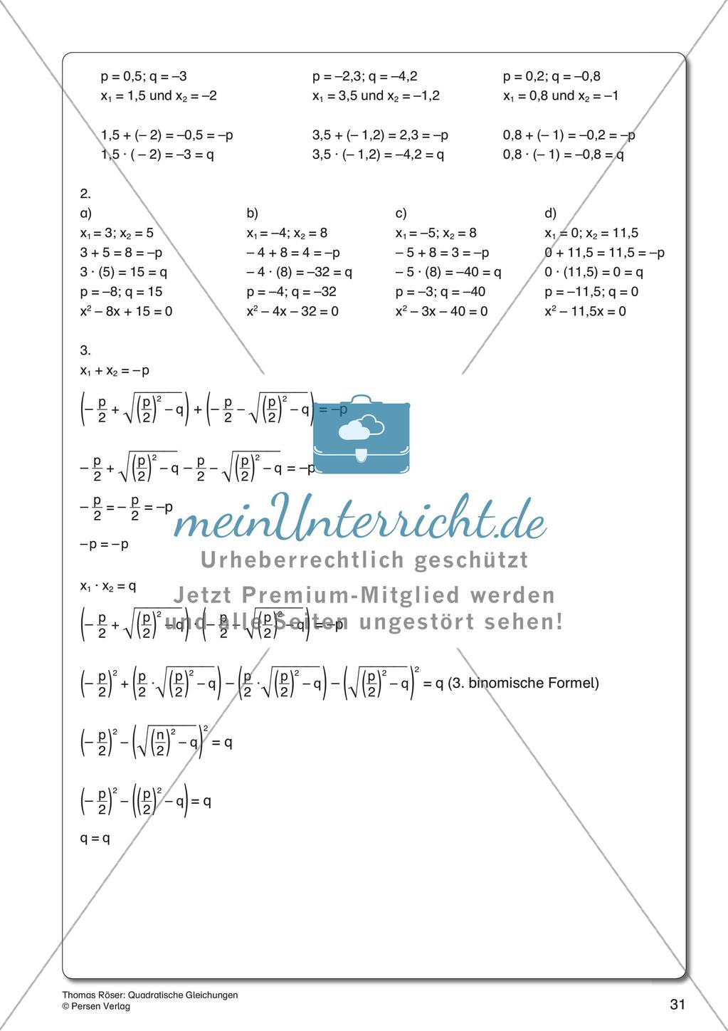 Quadratische Gleichungen Preview 33
