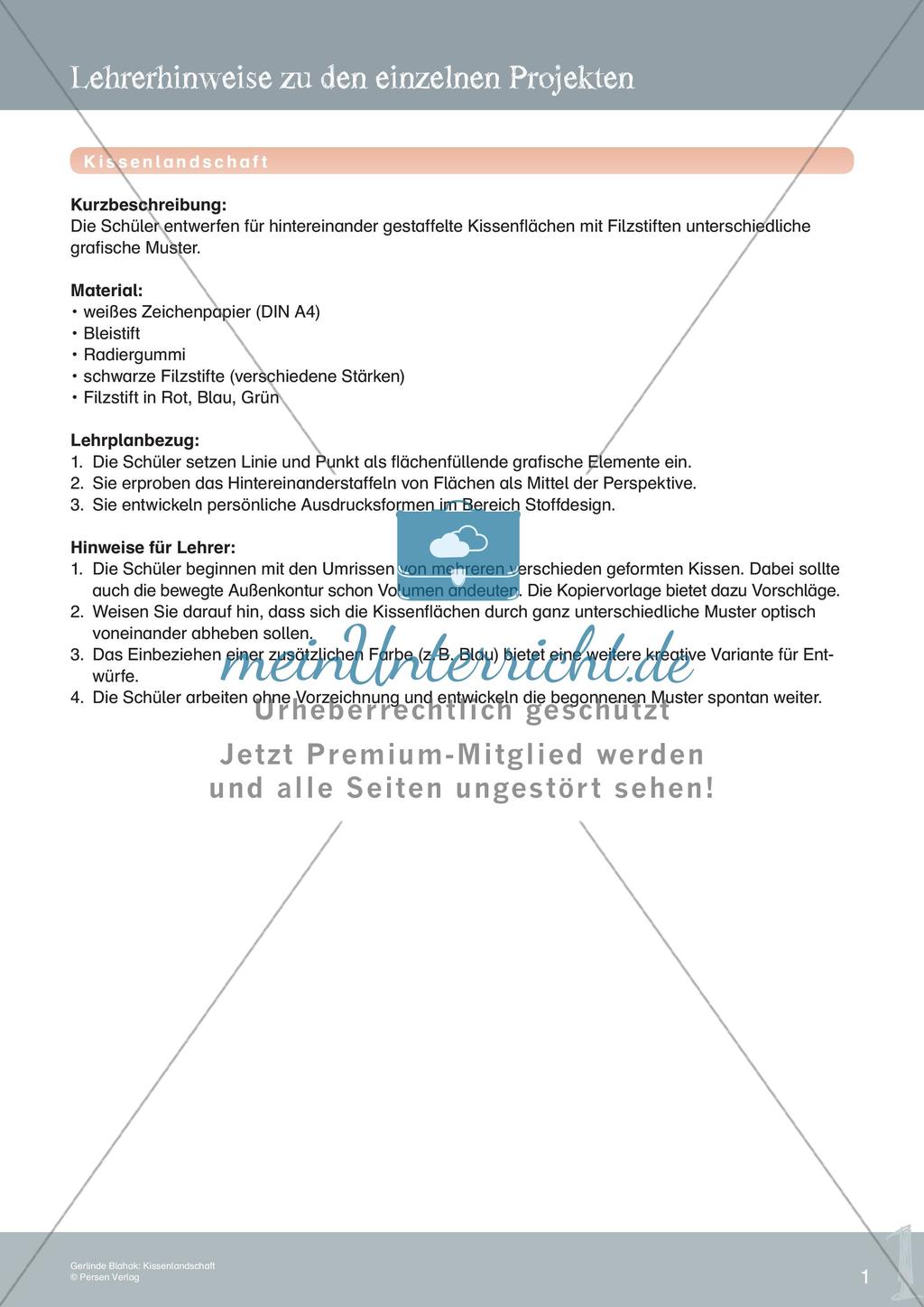 Künstlerische Miniprojekte: Kissenlandschaft Preview 3
