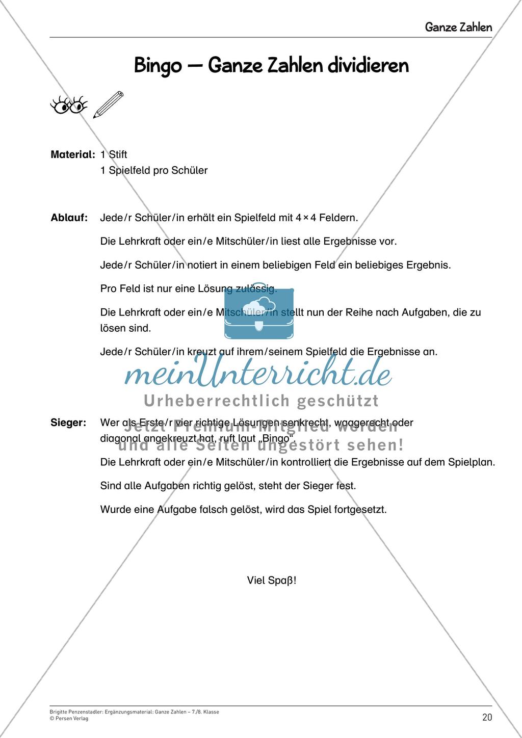 Ergänzungsmaterial: Ganze Zahlen Preview 22