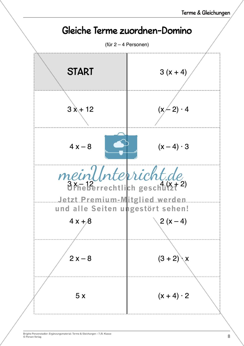 Ergänzungsmaterial: Terme & Gleichungen Preview 10