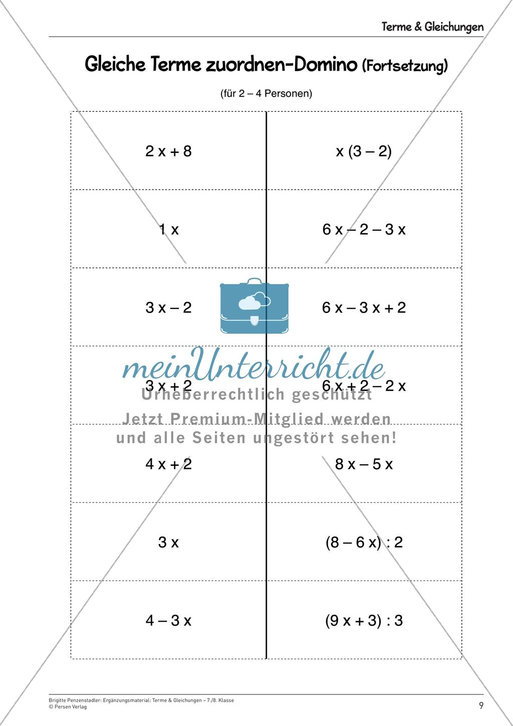 Ergänzungsmaterial: Terme & Gleichungen Preview 11