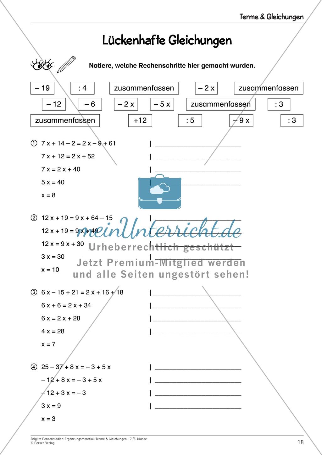 Ergänzungsmaterial: Terme & Gleichungen Preview 20