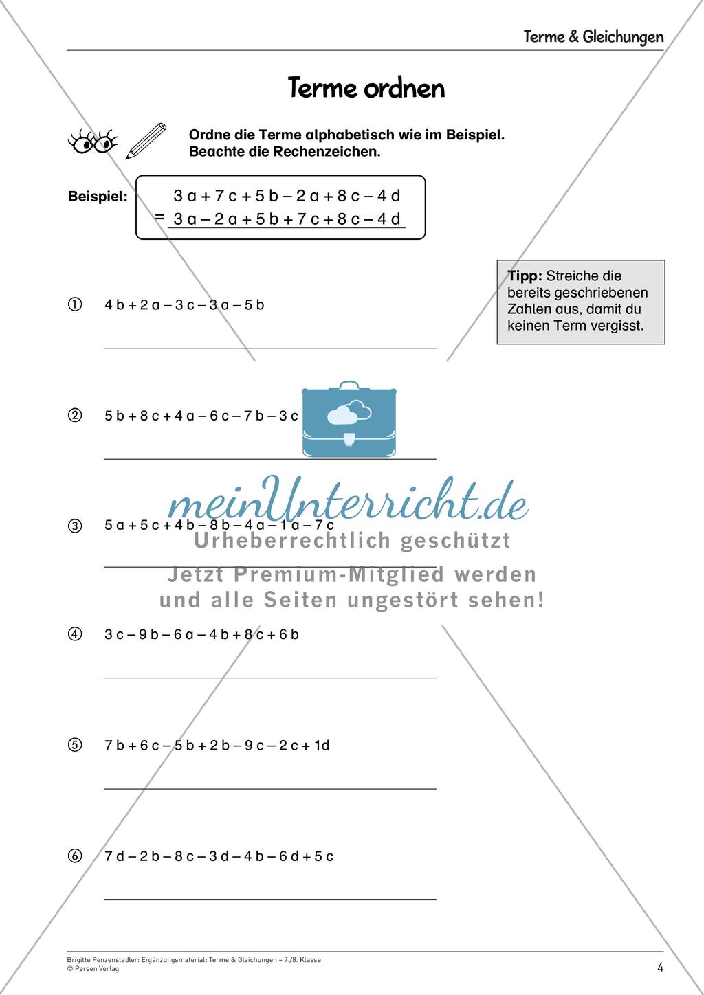 Ergänzungsmaterial: Terme & Gleichungen Preview 6