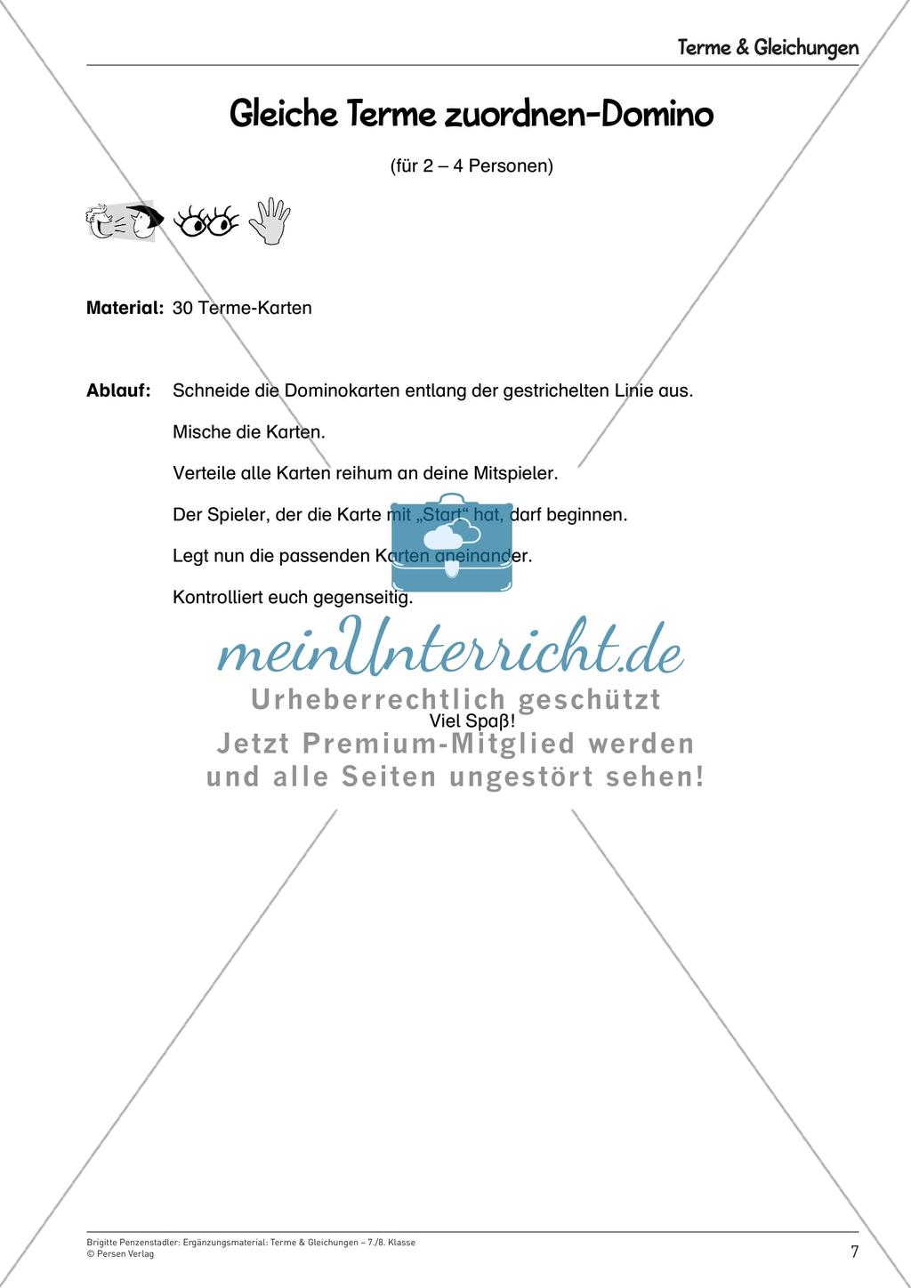 Ergänzungsmaterial: Terme & Gleichungen Preview 9