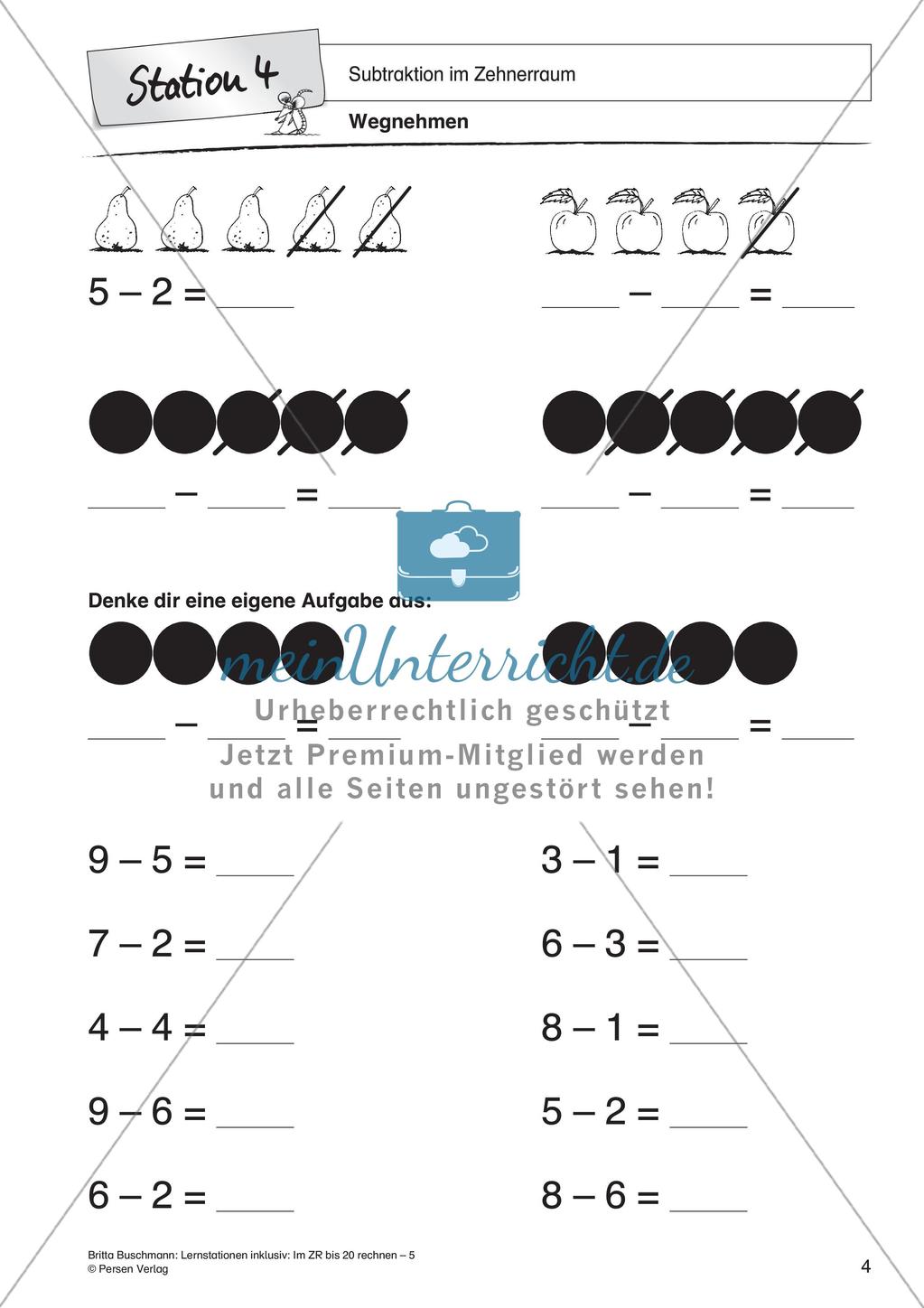 Subtraktion im Zehnerraum Preview 6
