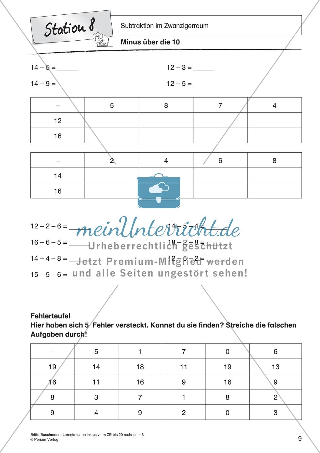 Subtraktion im Zwanzigerraum Preview 11