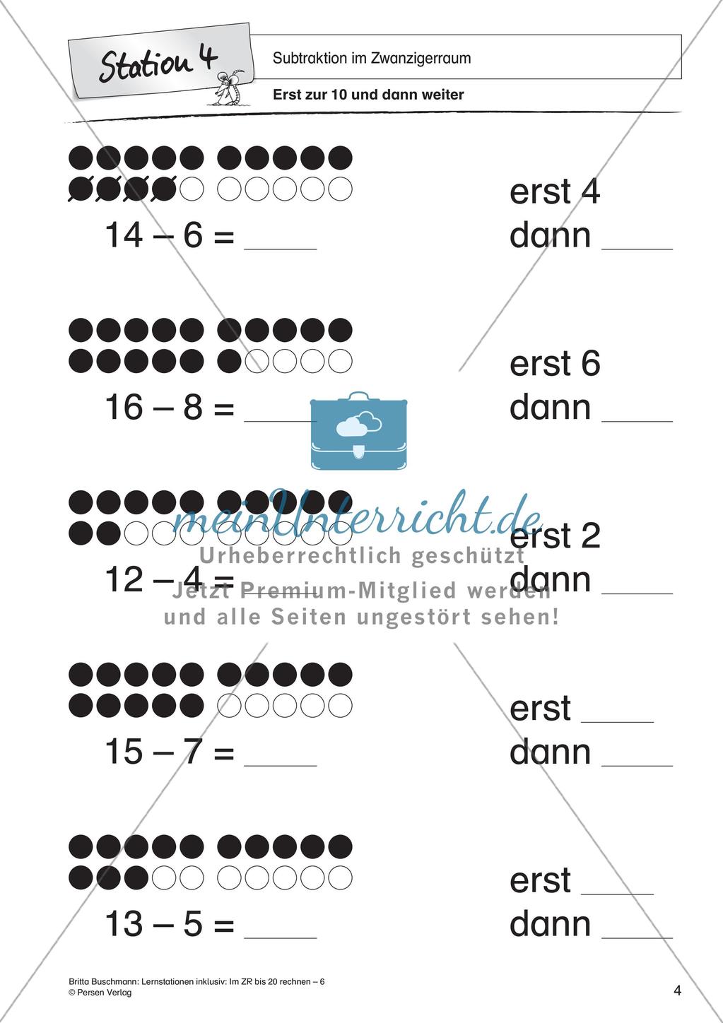 Subtraktion im Zwanzigerraum Preview 6