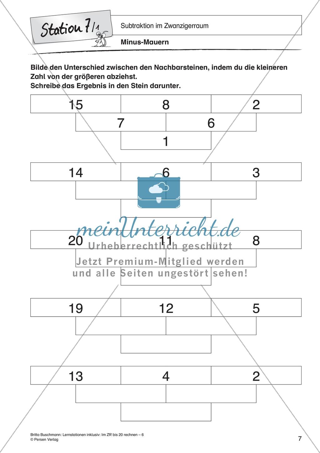 Subtraktion im Zwanzigerraum Preview 9