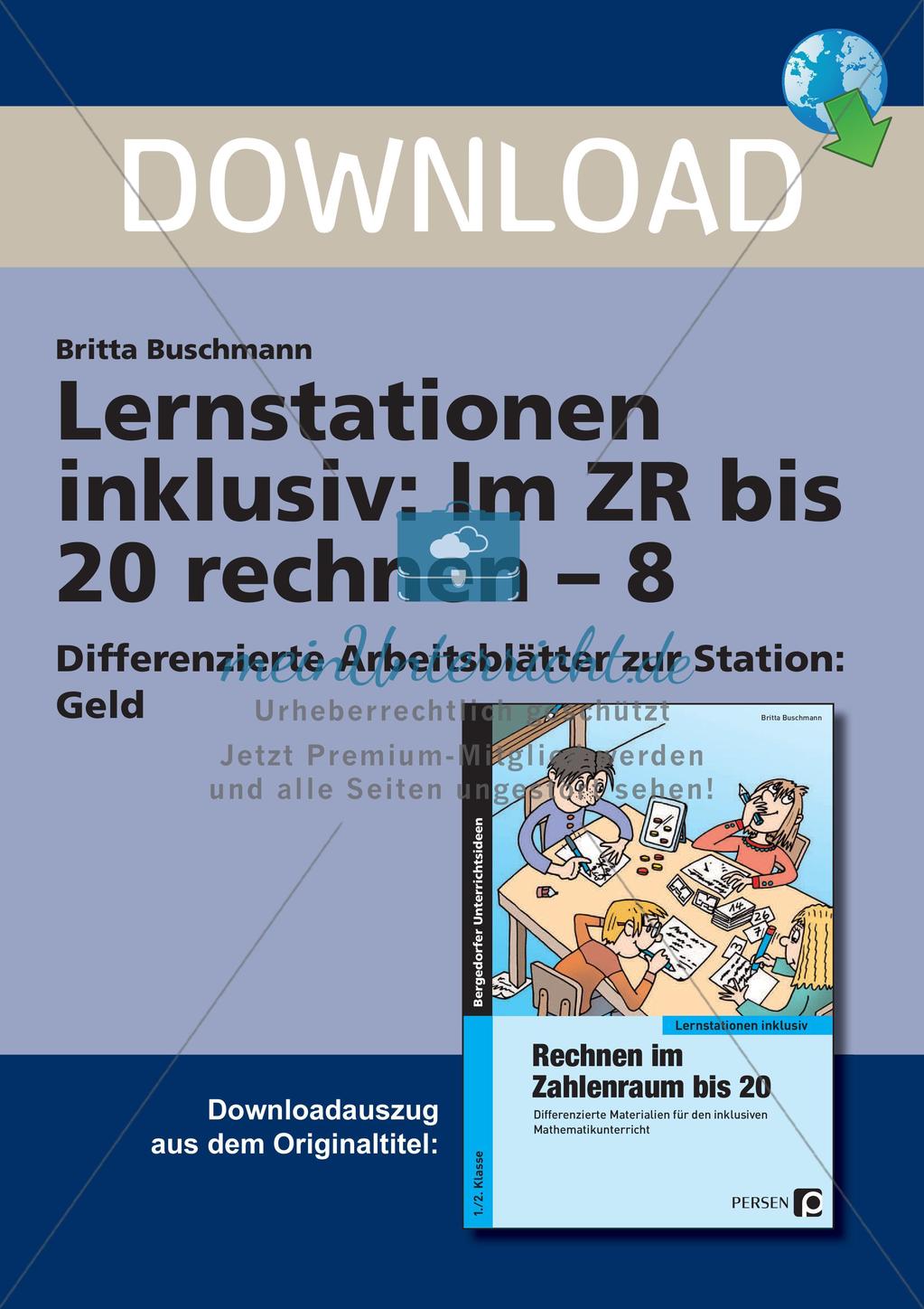 Rechnen im Zahlenraum bis 20: Geld Preview 1
