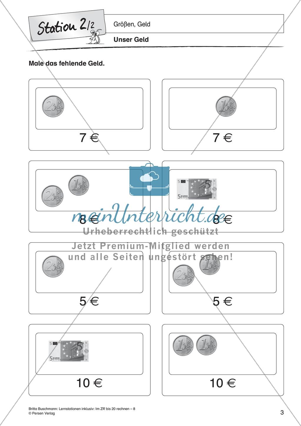 Rechnen im Zahlenraum bis 20: Geld Preview 5