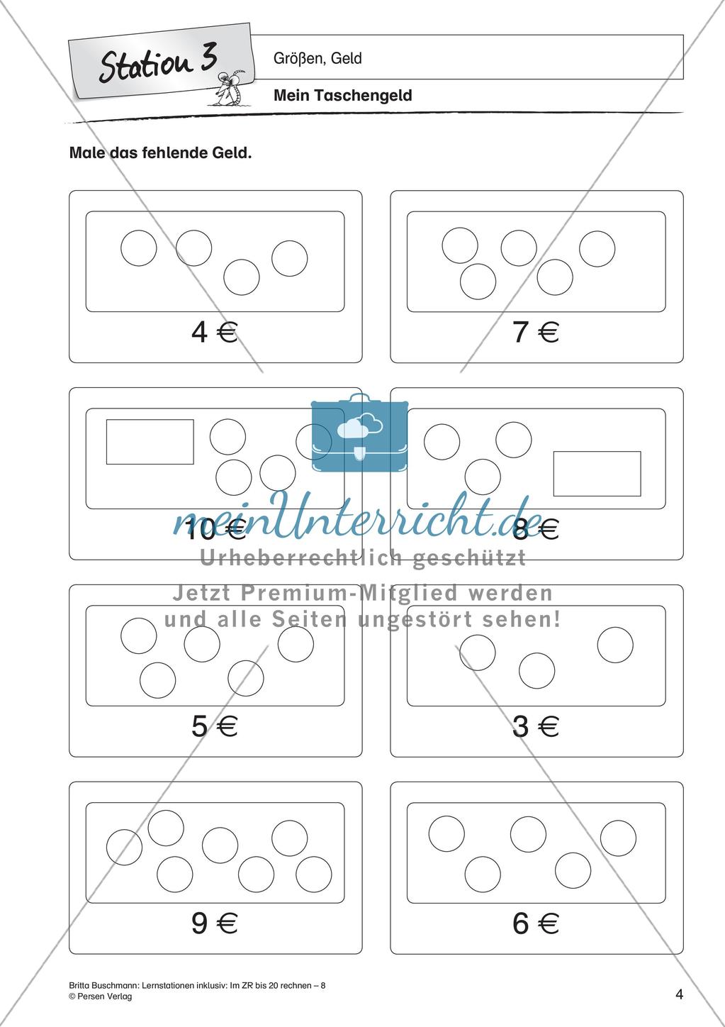 Rechnen im Zahlenraum bis 20: Geld Preview 6