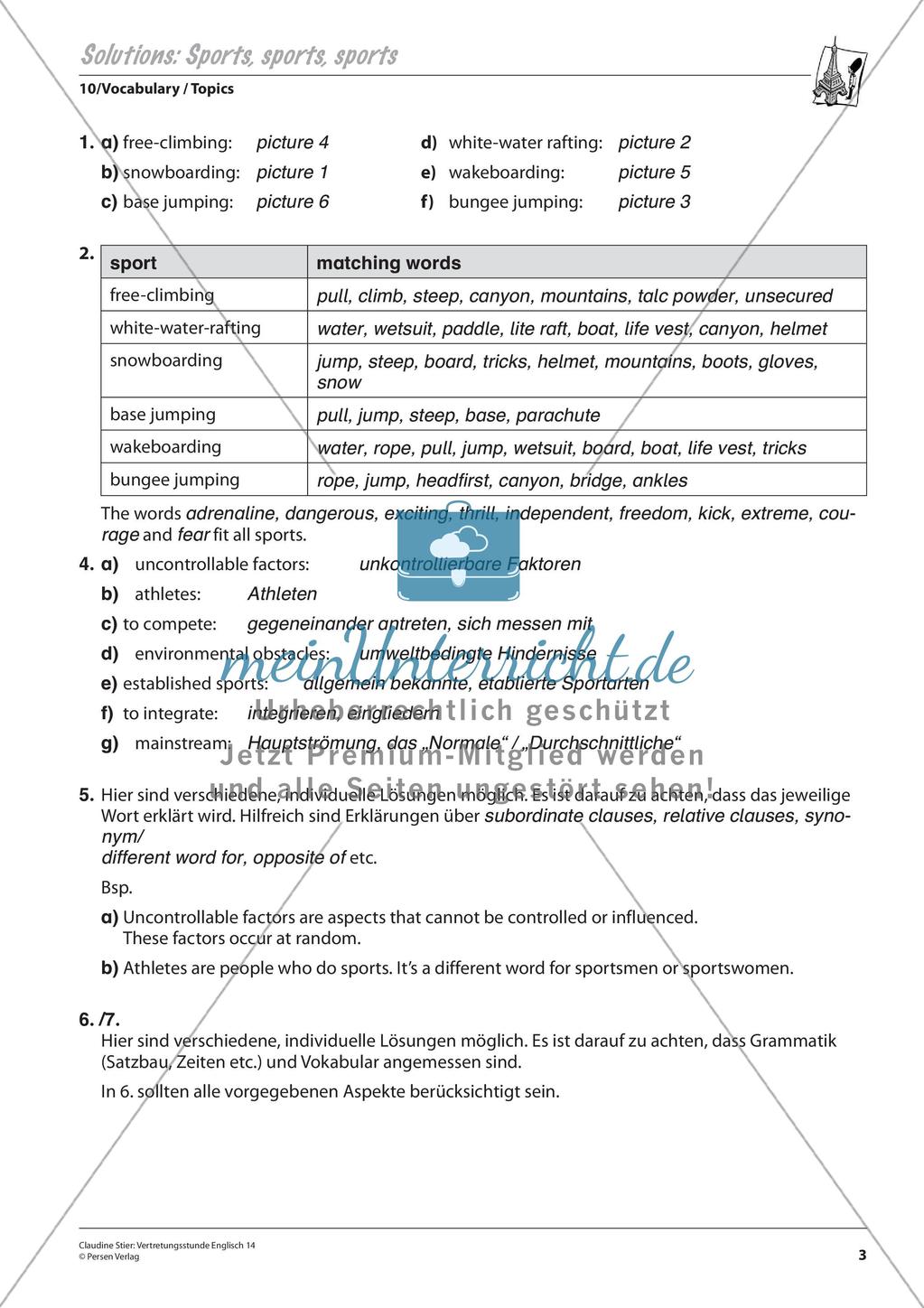 Wortschatzarbeit: Extremsportarten Preview 5