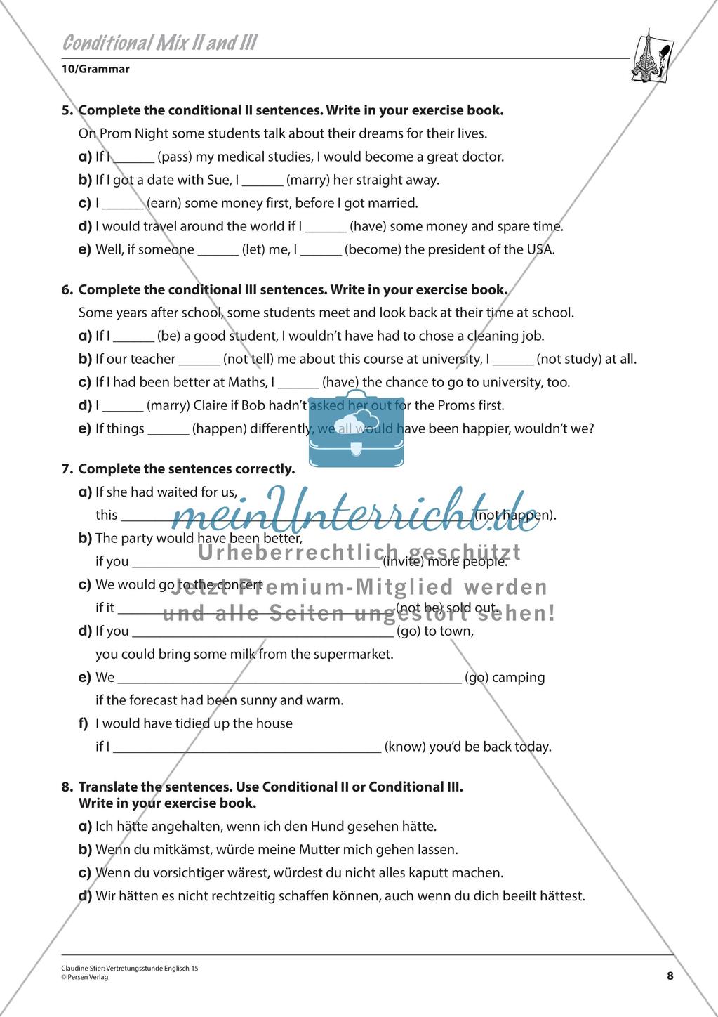 Grammatikphänomene: Tenses, Reported speech, Sentences Preview 10