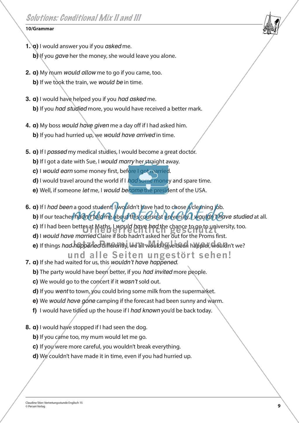 Grammatikphänomene: Tenses, Reported speech, Sentences Preview 11