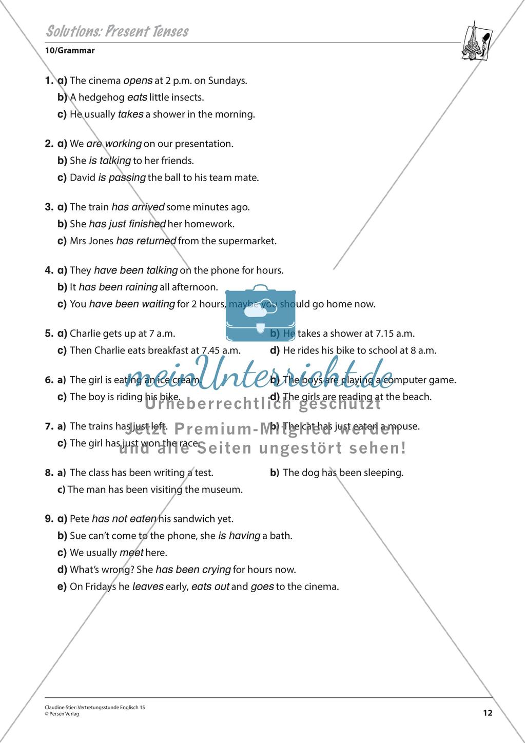 Grammatikphänomene: Tenses, Reported speech, Sentences Preview 14