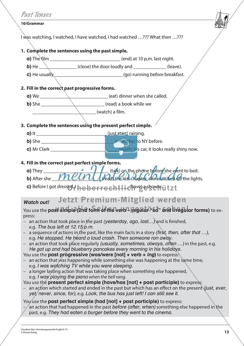 Grammatikphänomene: Tenses, Reported speech, Sentences Preview 15