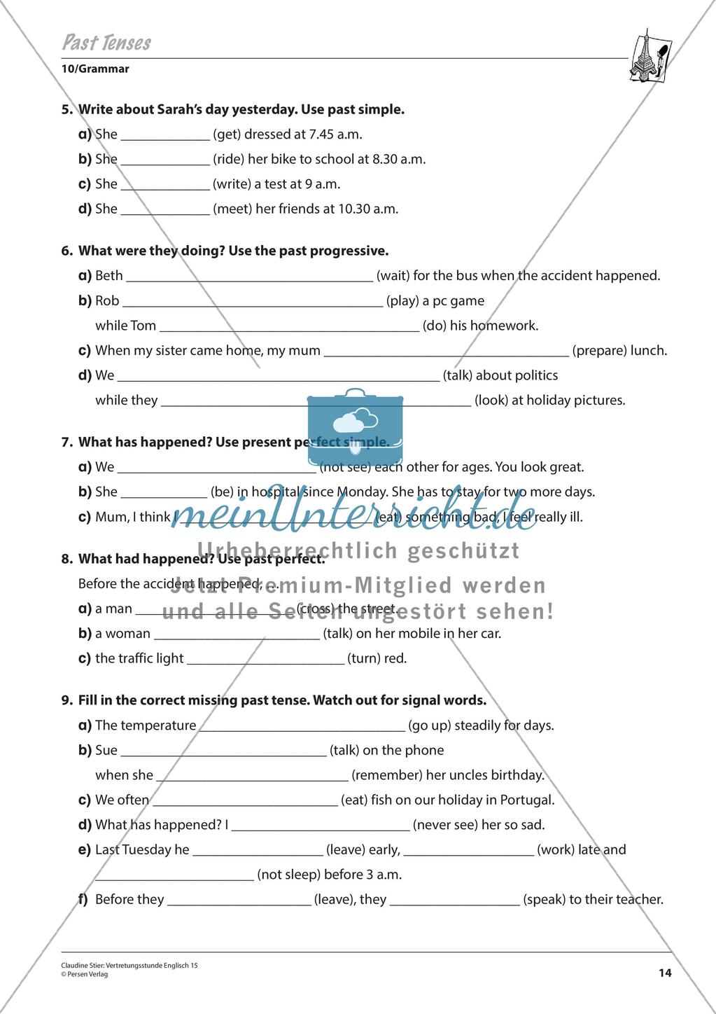 Grammatikphänomene: Tenses, Reported speech, Sentences Preview 16