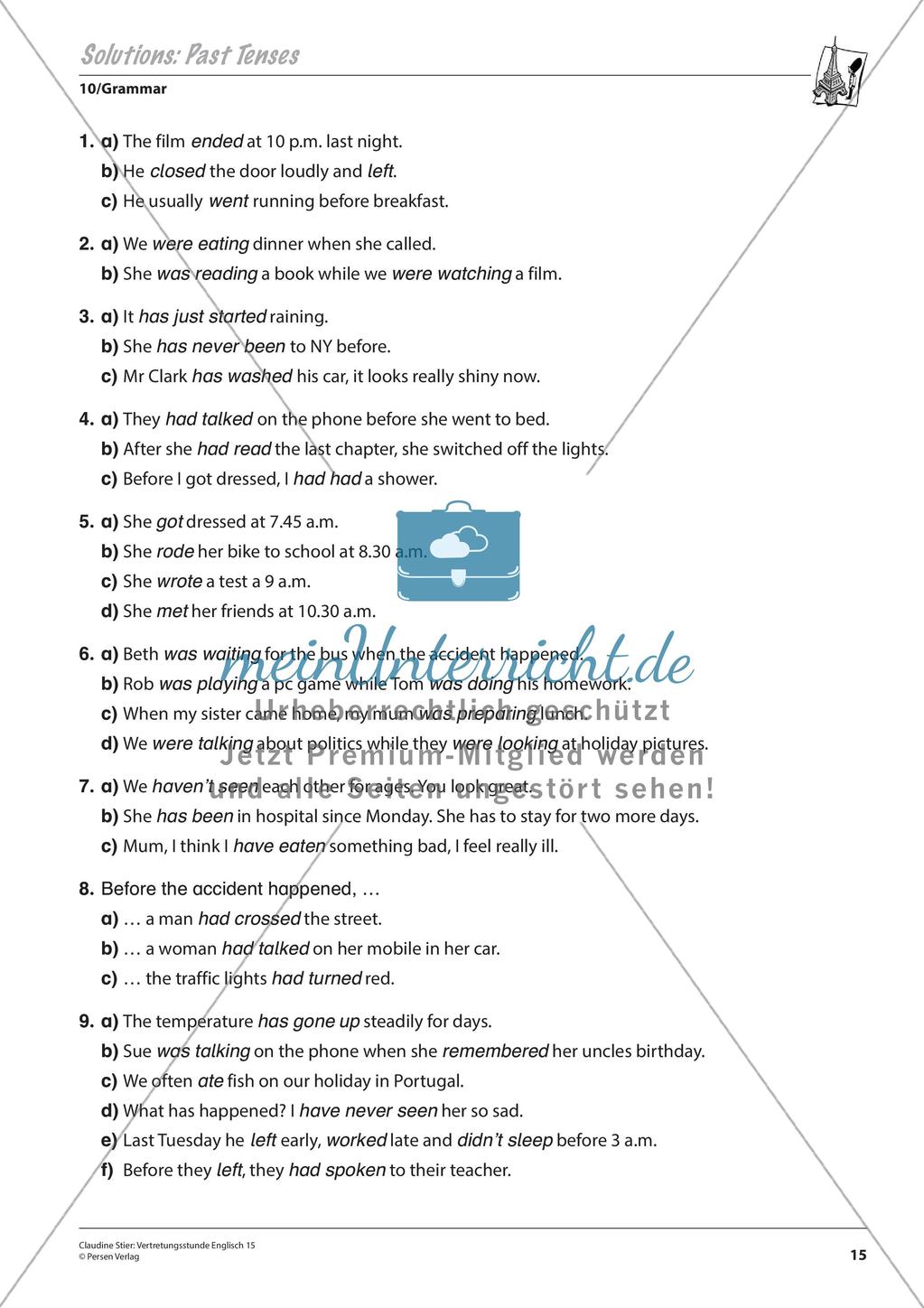 Grammatikphänomene: Tenses, Reported speech, Sentences Preview 17