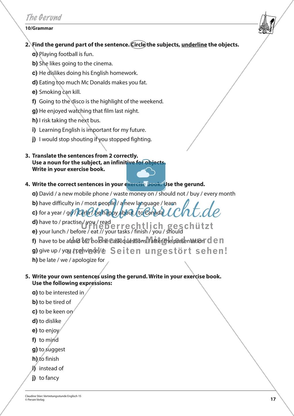 Grammatikphänomene: Tenses, Reported speech, Sentences Preview 19