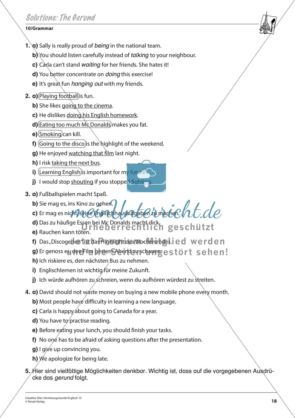 Grammatikphänomene: Tenses, Reported speech, Sentences Preview 20