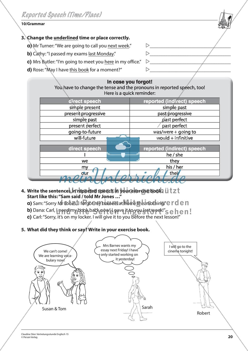 Grammatikphänomene: Tenses, Reported speech, Sentences Preview 22