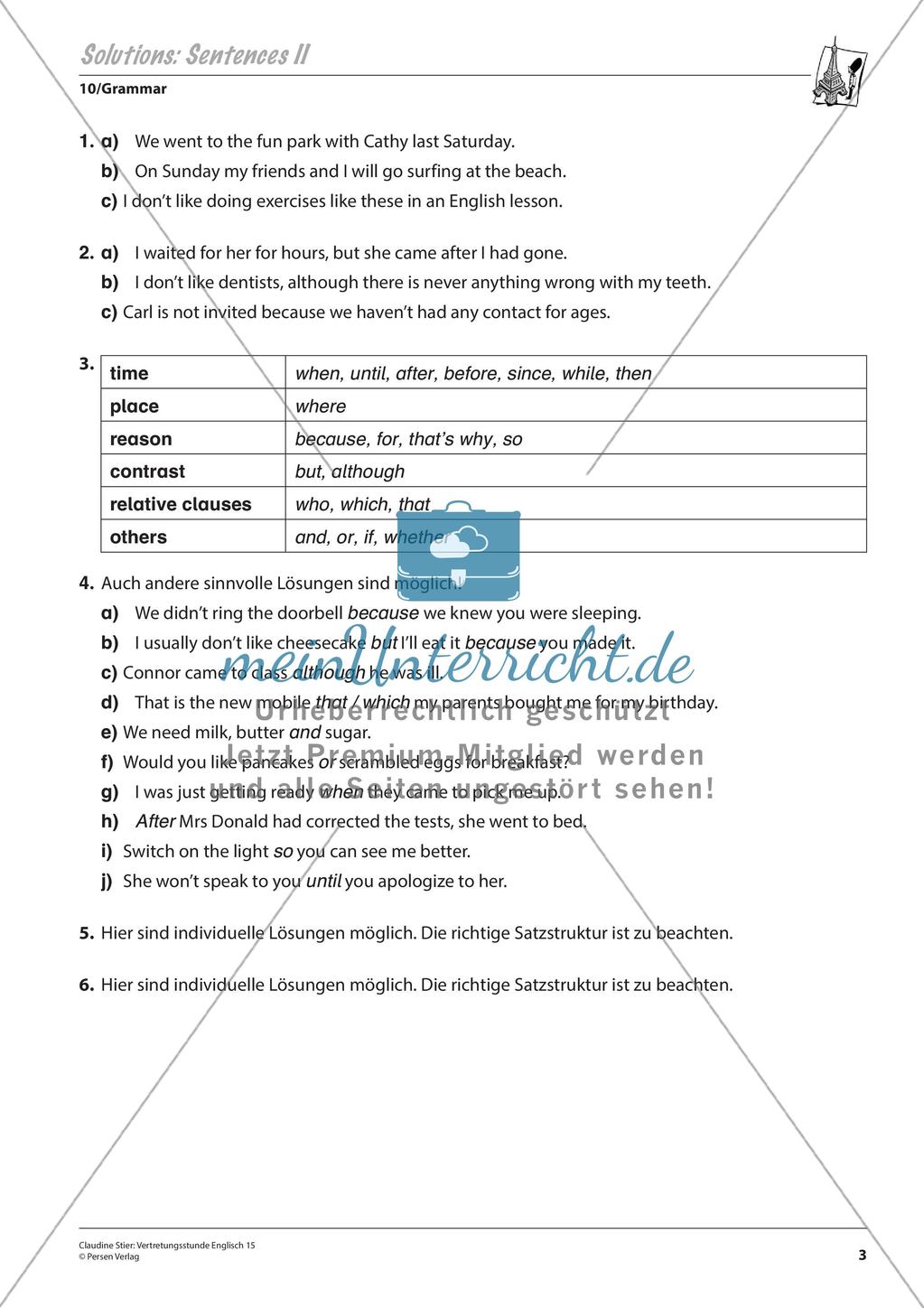 Grammatikphänomene: Tenses, Reported speech, Sentences Preview 5