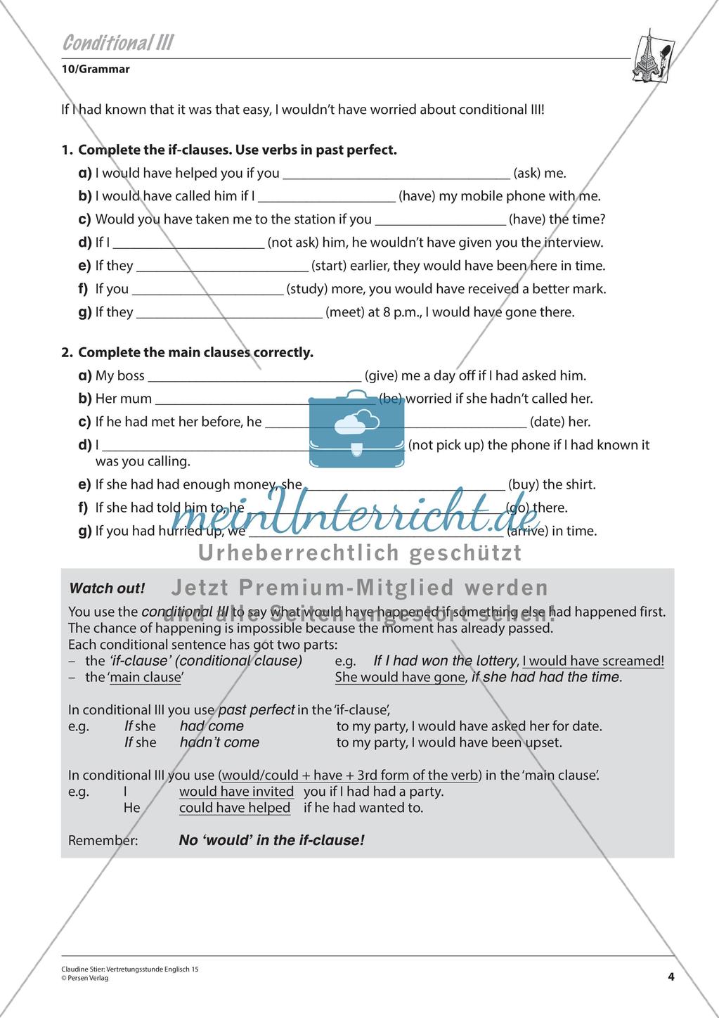 Grammatikphänomene: Tenses, Reported speech, Sentences Preview 6