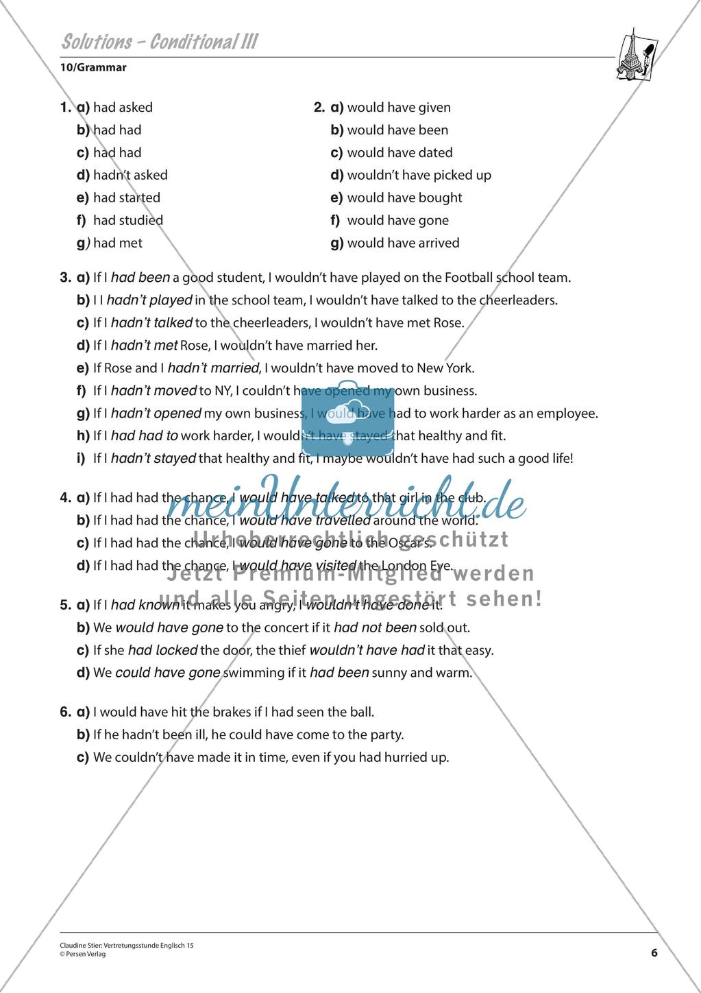 Grammatikphänomene: Tenses, Reported speech, Sentences Preview 8