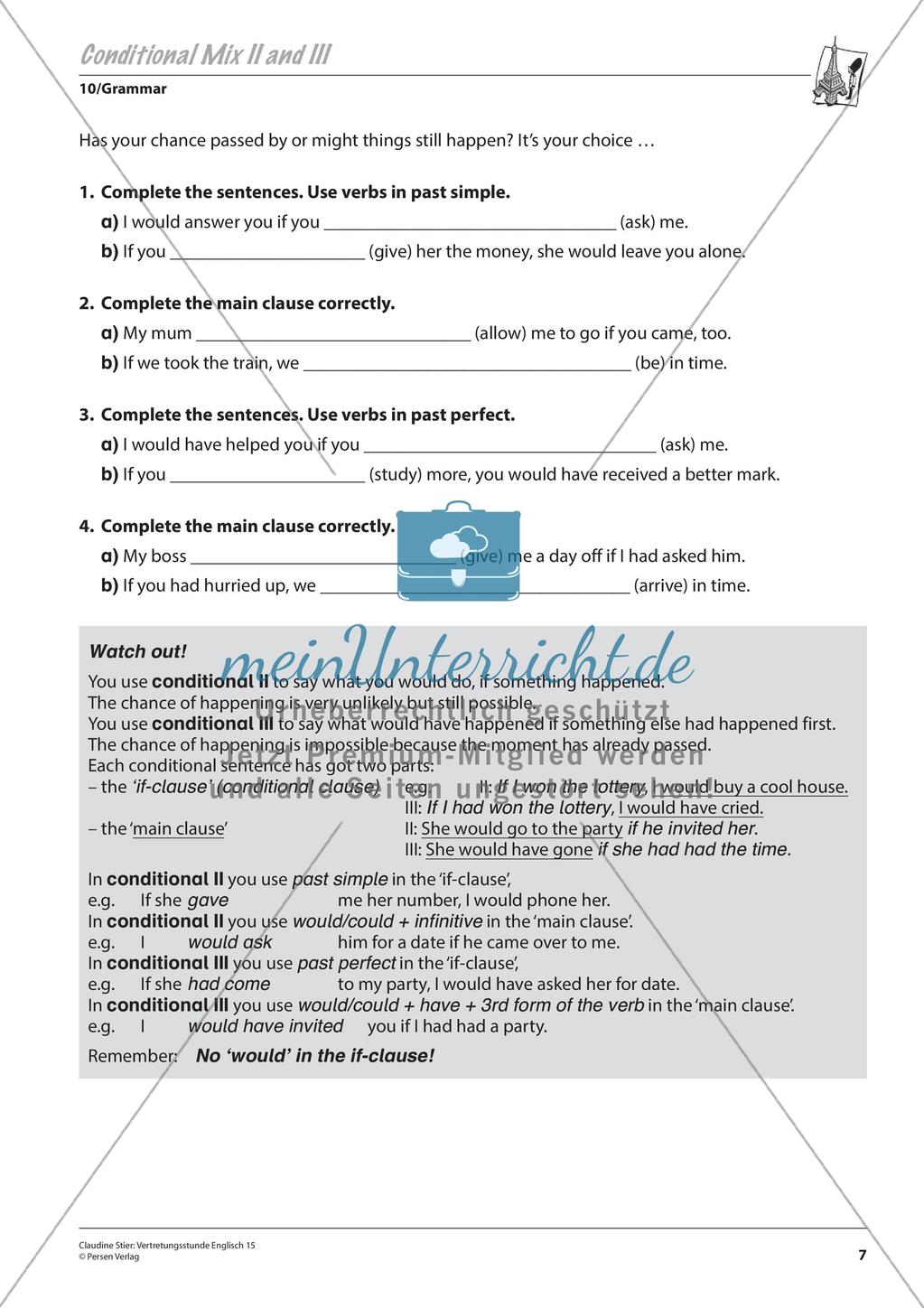Grammatikphänomene: Tenses, Reported speech, Sentences Preview 9