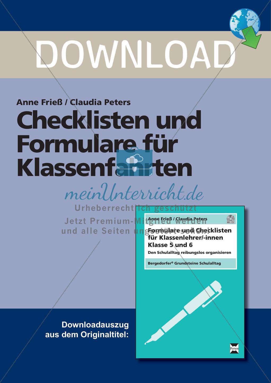 Checklisten und Formulare für Klassenfahrten Preview 1
