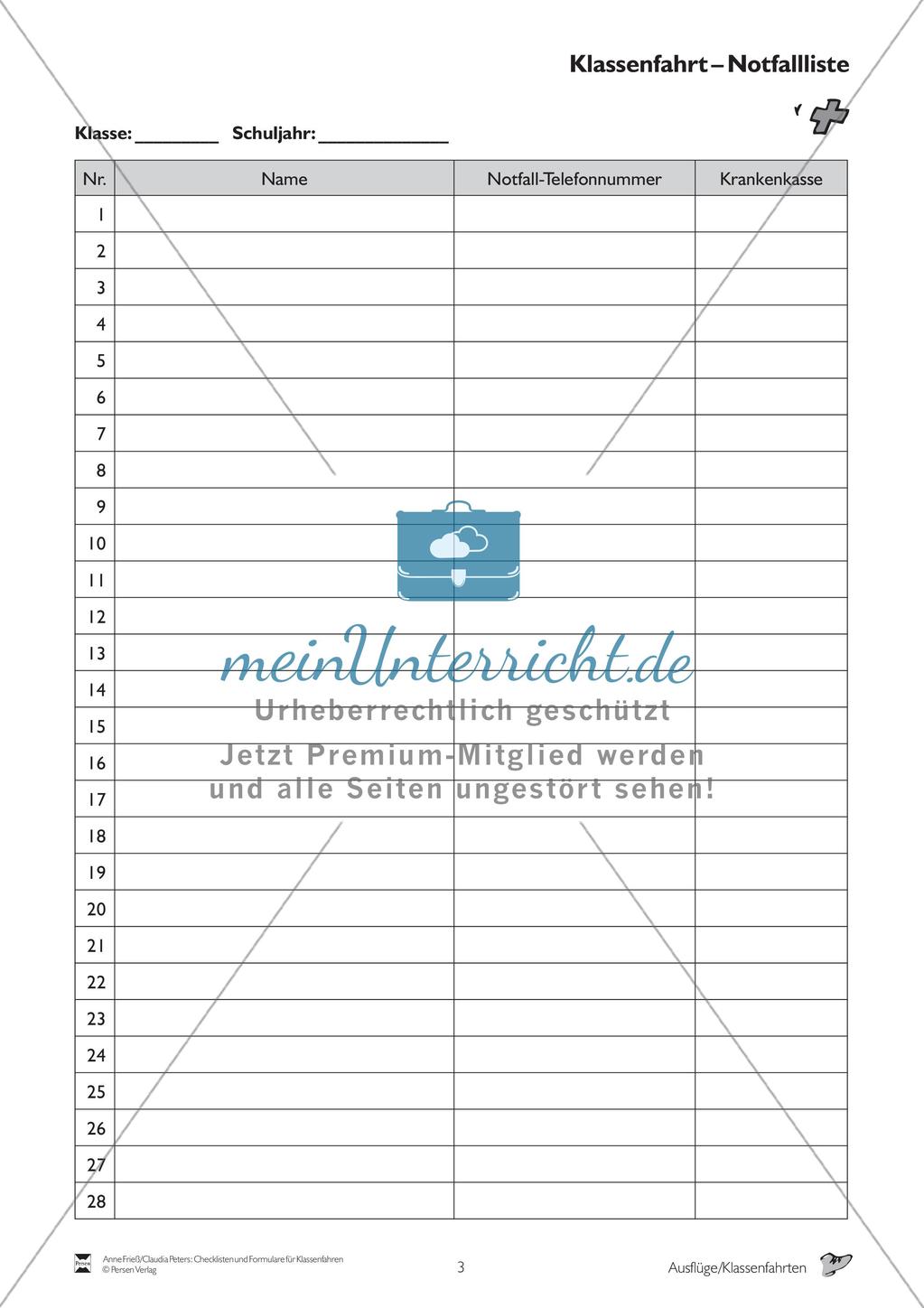 Checklisten und Formulare für Klassenfahrten Preview 4