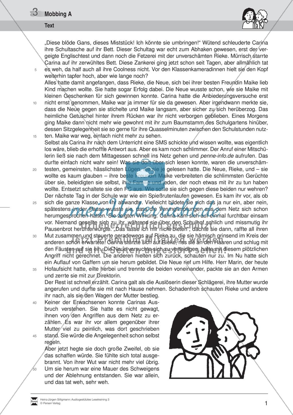 Audiogestütztes Lesetraining: Mobbing Preview 3