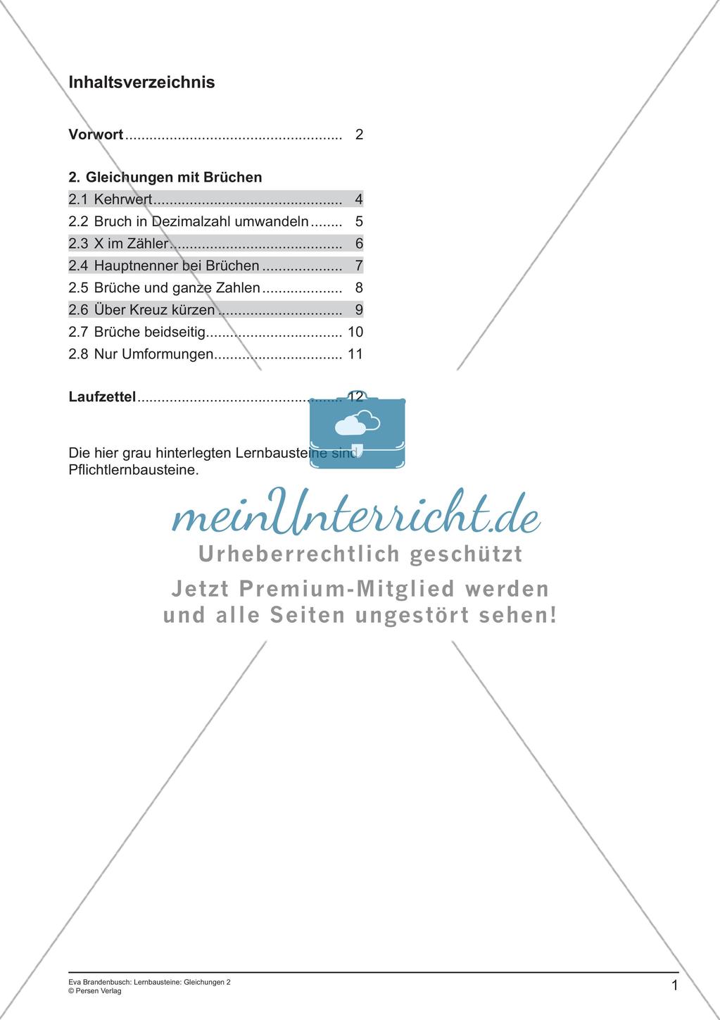 Gleichungen: Brüche Preview 3
