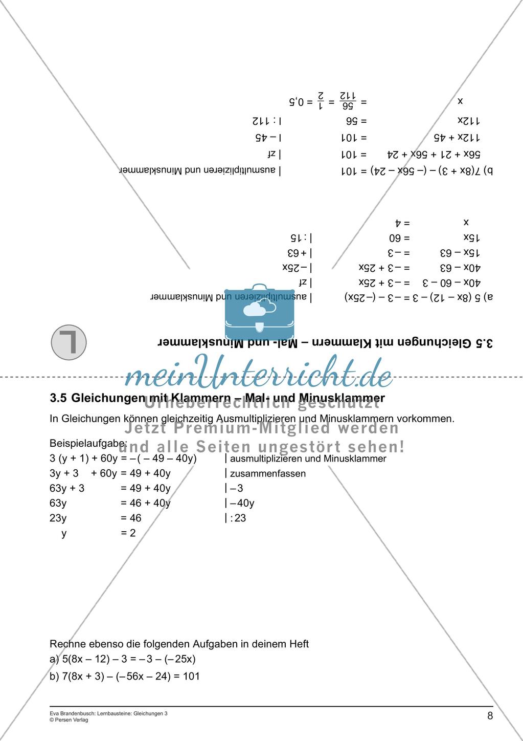 Gleichungen: Klammern Preview 10