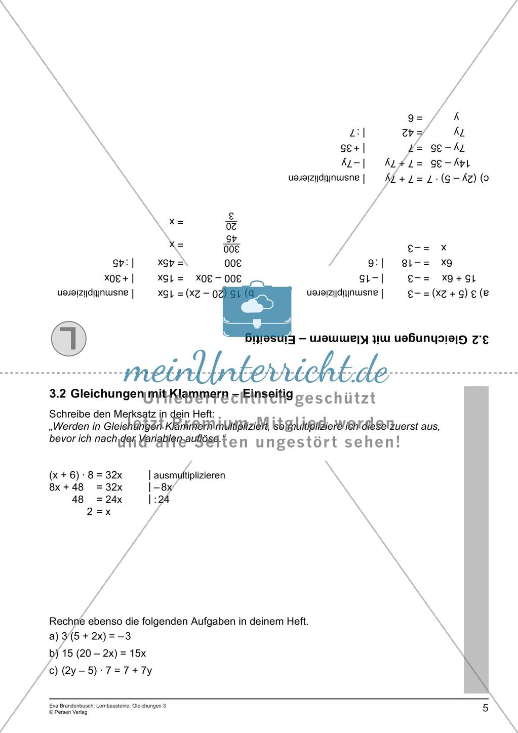 Gleichungen: Klammern Preview 7