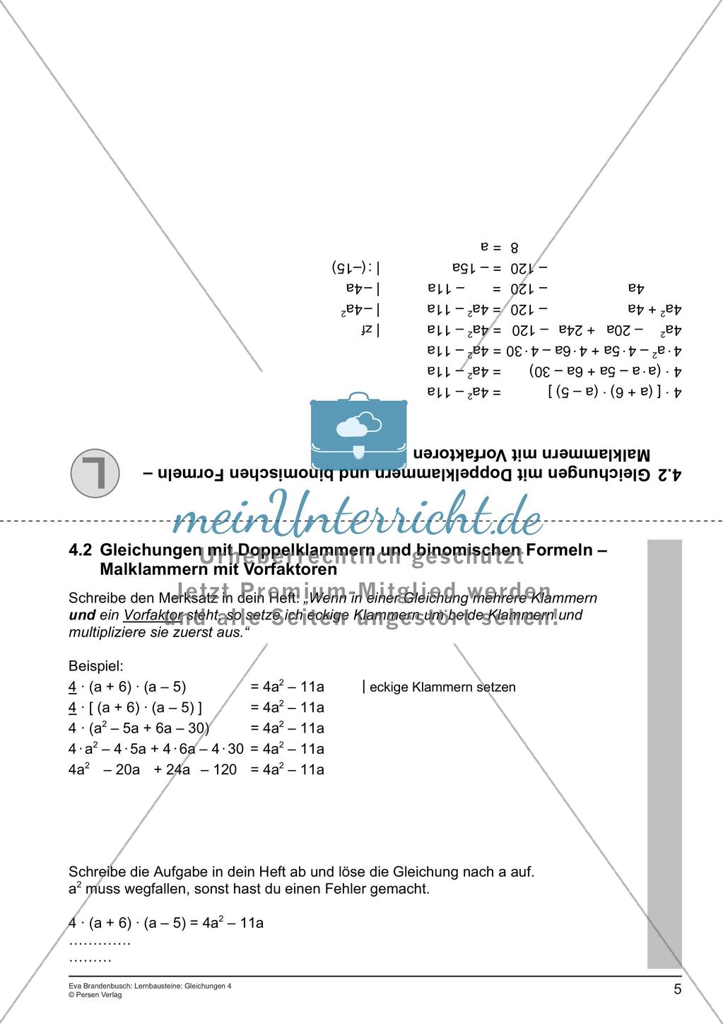 Gleichungen: Binomische Formeln Preview 7