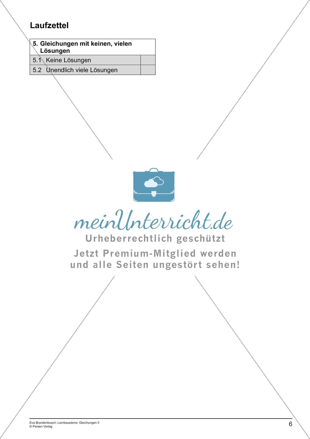 Gleichungen ohne oder mit mehreren Lösungen Preview 8