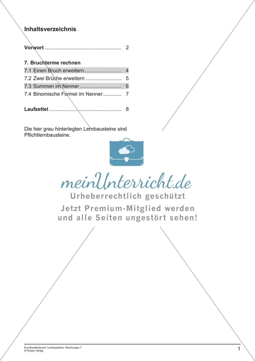 Gleichungen: mit Bruchtermen rechnen Preview 3