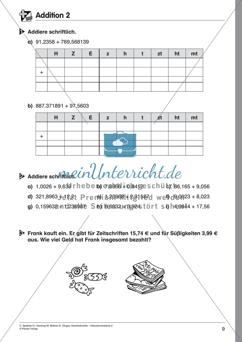 Dezimalbrüche: Addition und Subtraktion Preview 11