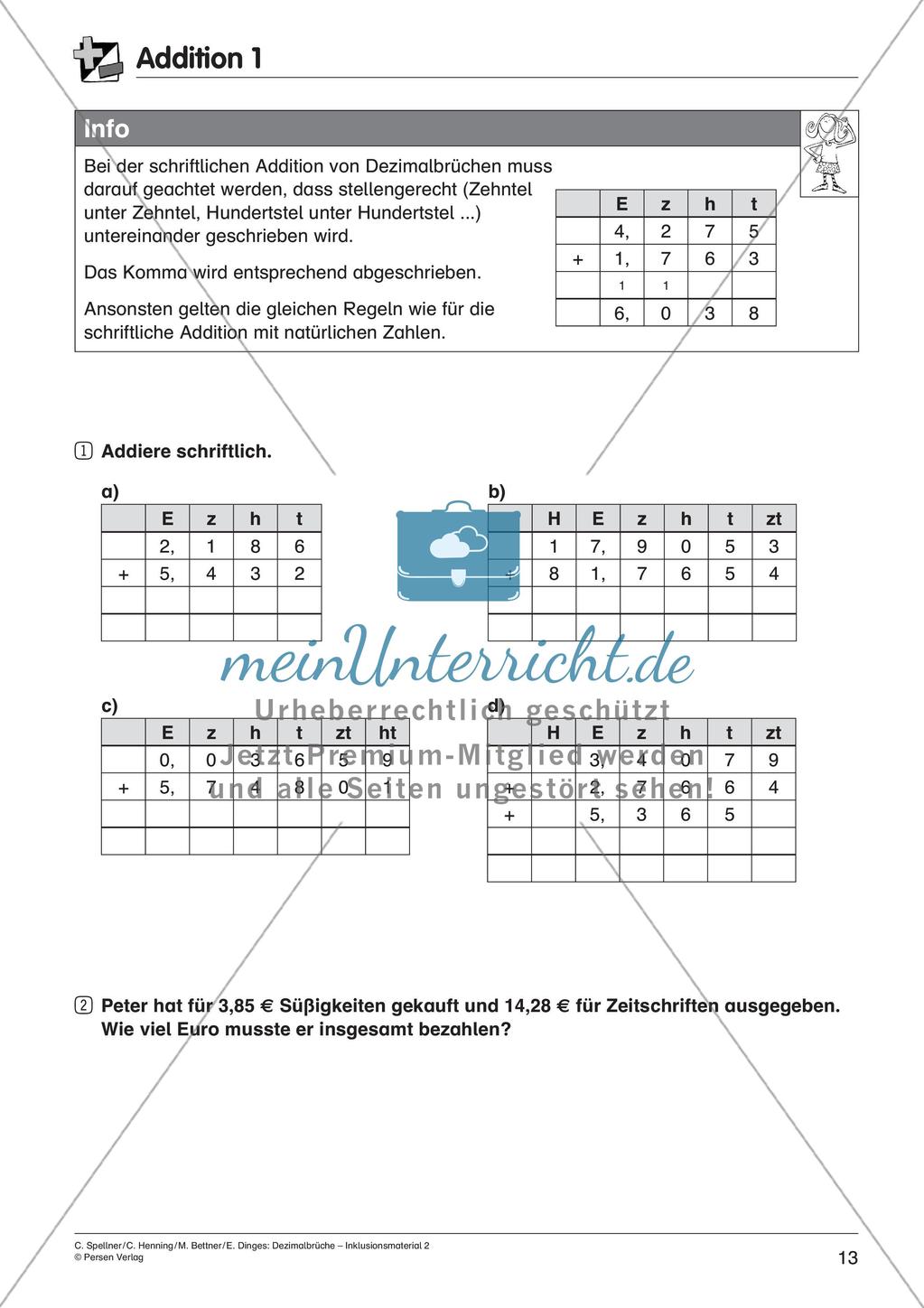 Dezimalbrüche: Addition und Subtraktion Preview 15