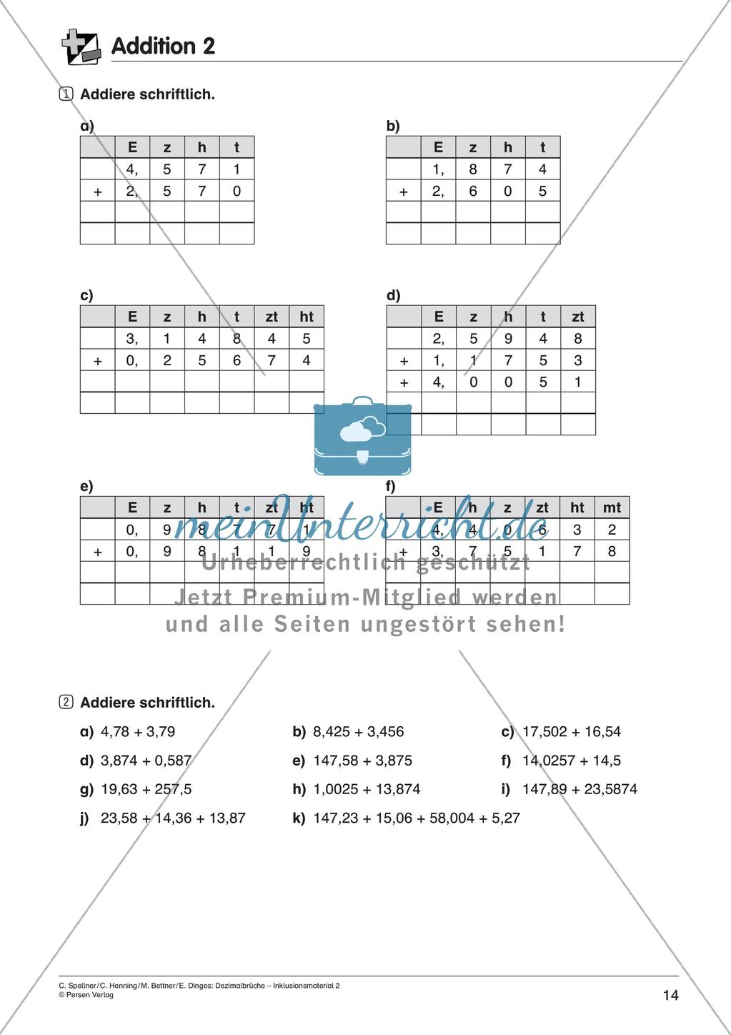 Dezimalbrüche: Addition und Subtraktion Preview 16
