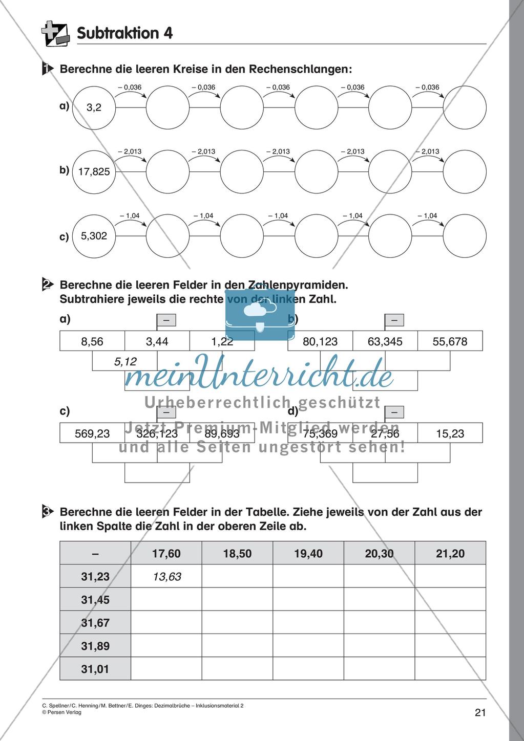 Dezimalbrüche: Addition und Subtraktion Preview 23