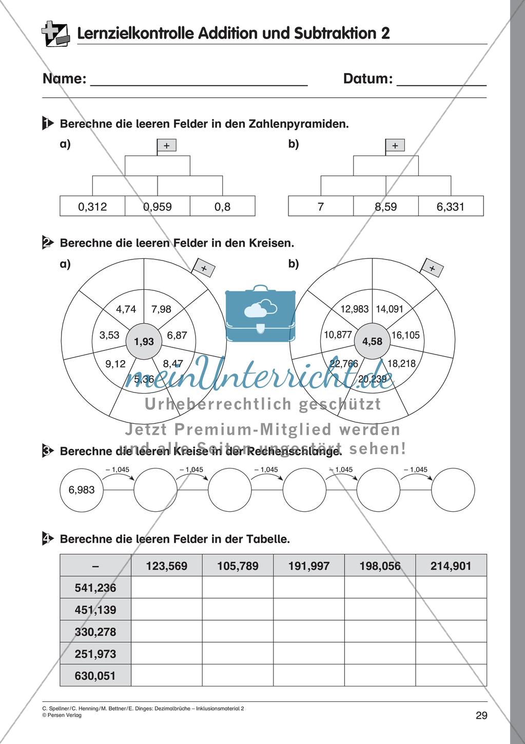 Dezimalbrüche: Addition und Subtraktion Preview 31