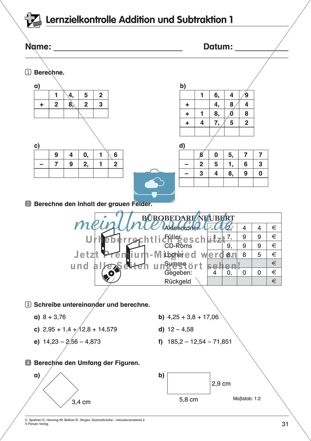 Dezimalbrüche: Addition und Subtraktion Preview 33