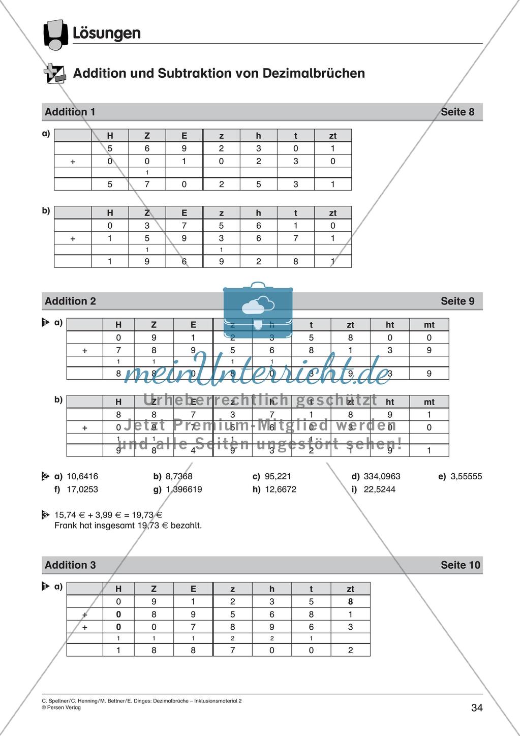 Dezimalbrüche: Addition und Subtraktion Preview 36