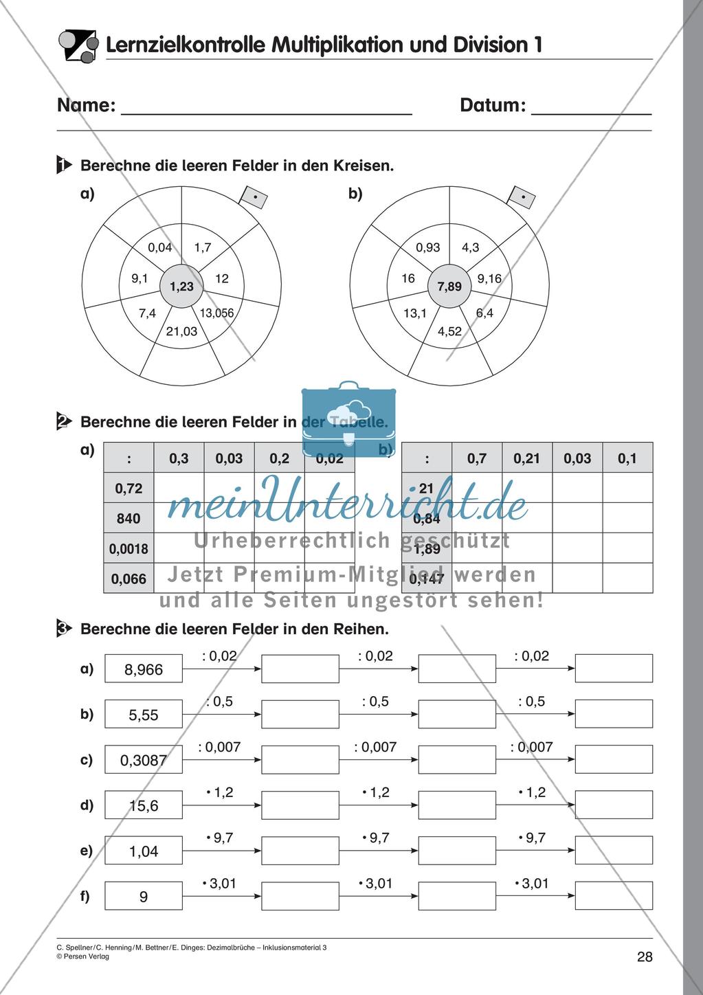 Dezimalbrüche: Multiplikation und Division Preview 30