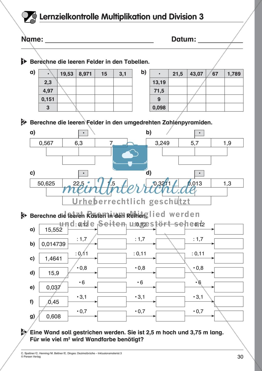Dezimalbrüche: Multiplikation und Division Preview 32